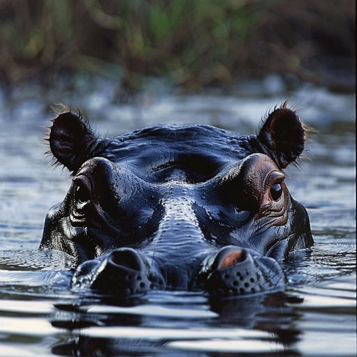Hippo's gaze below water's surface