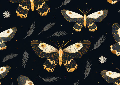 Butterfly pattern, seamless pattern, tattoo style, baroque animals, clever negative space use