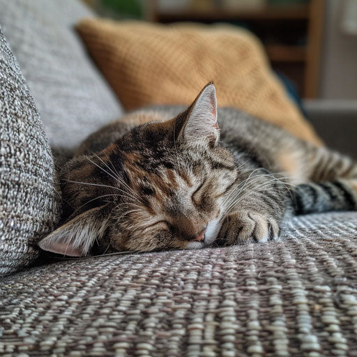 Sleeping tortoise cat on a couch