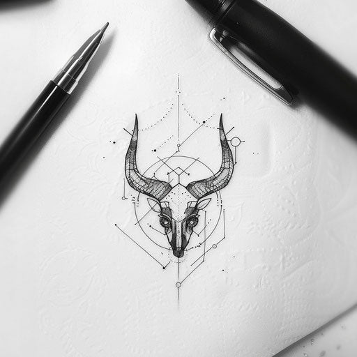 Modern minimalistic tattoo sketch of Taurus constellation