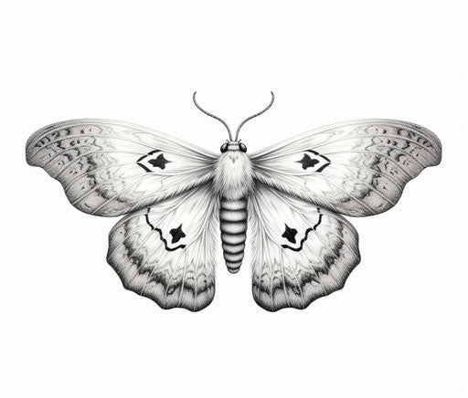 Energy moth black and white, isolated on white