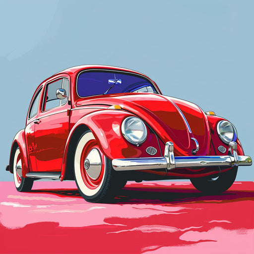 Bright cherry red Volkswagen Beetle classic car