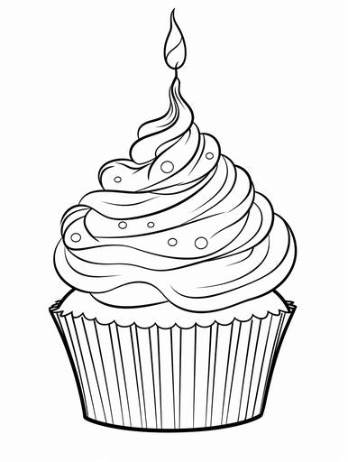Happy birthday cupcake coloring pages for kids