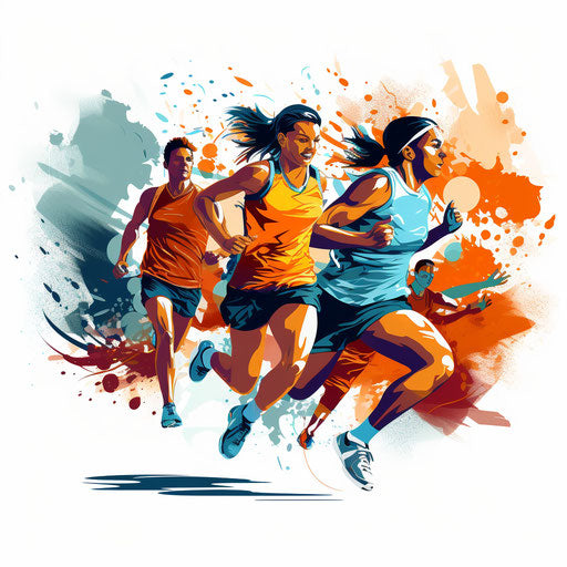 Sports day clipart in Chiaroscuro Art style on white background