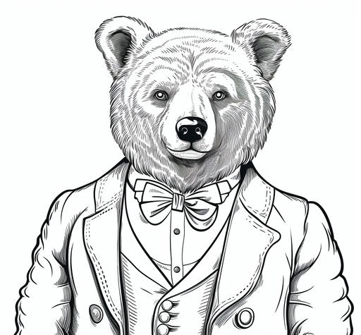 Coloring pages with a teddy bear in captivating gaze style