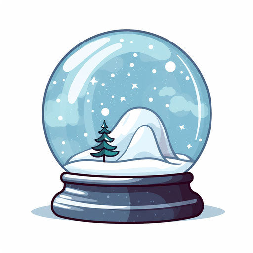 Minimalist style snow globe clipart, on white background