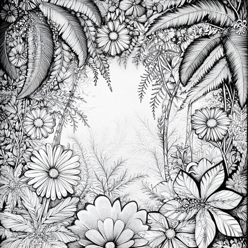 Rainforest with intricate plant patterns