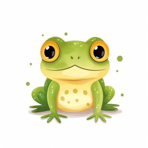 Adorable frog illustration in a Minimalist style, on white background