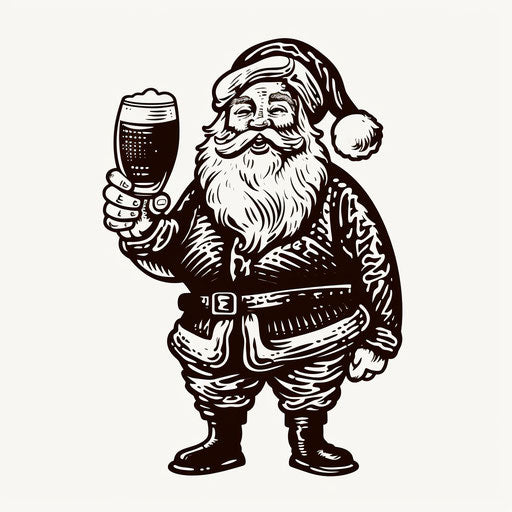 Santa Claus with a beer standing on a white background