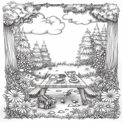 Bees' picnic in the meadow