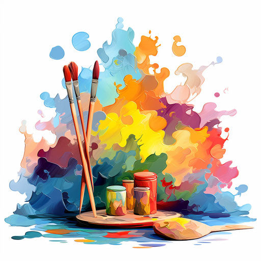 Colors clipart in the style of Impressionistic Art, on white background