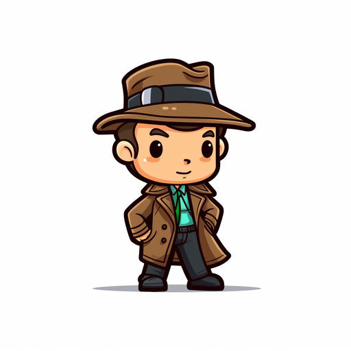 Minimalist style detective clipart on white background