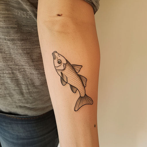 Minimalist fish tattoo, David Palumbo style