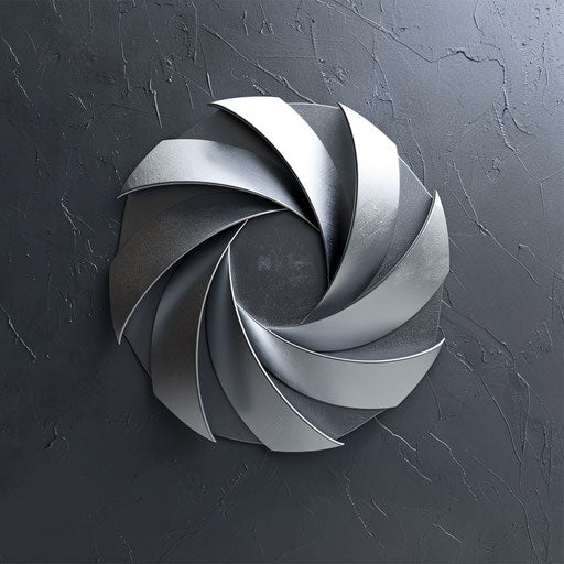 Modern photography logo with sleek lines and metallic background