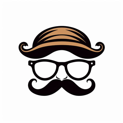 Mustache clipart in the style of Chiaroscuro Art, on white background
