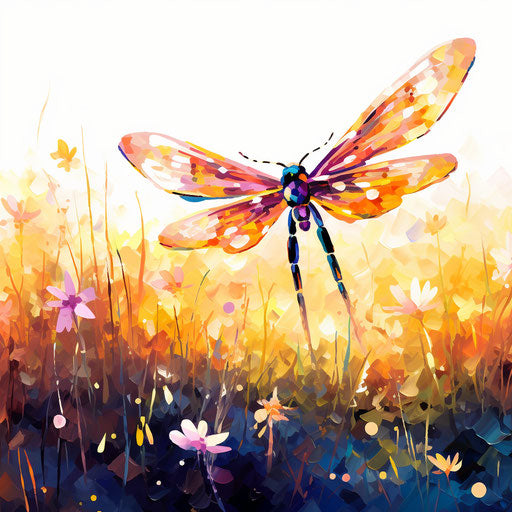 Impressionistic drawing of cartoon firefly on white background