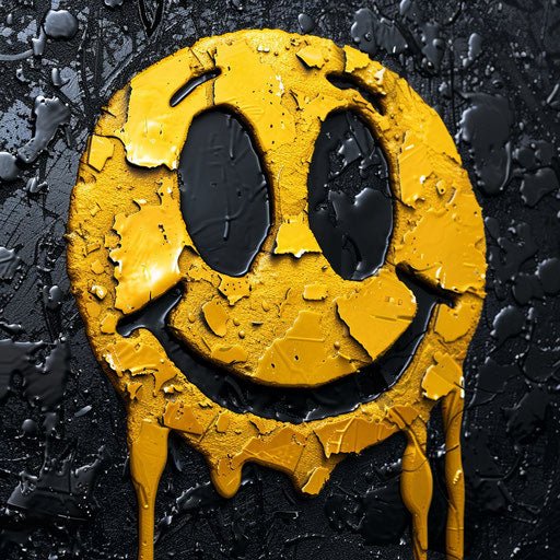 Smiley face with tears, tachist style, algeapunk