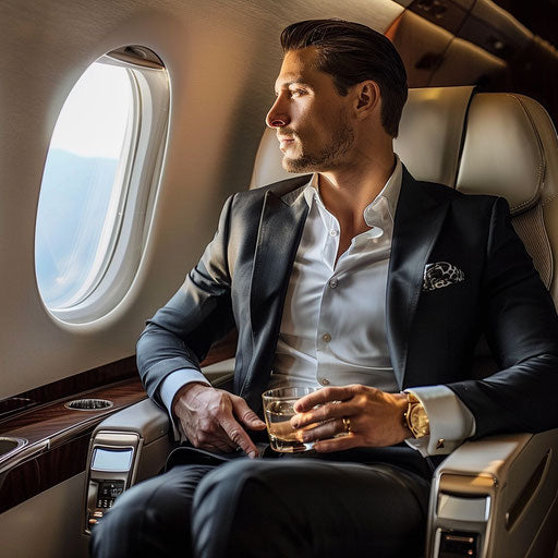 Businessman on luxury private jet
