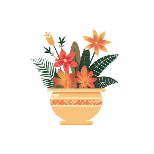 Minimalist style flower pot illustration on white background