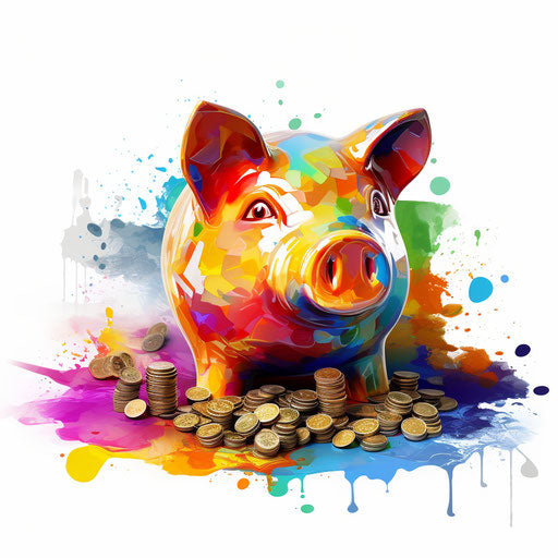 Piggy bank clipart in the style of Impressionistic Art