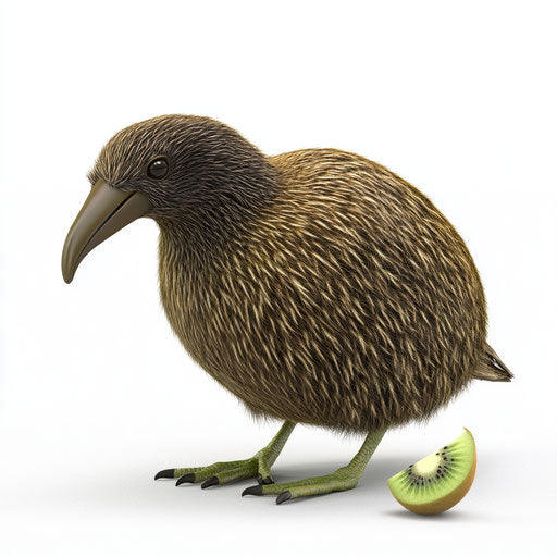 3D kiwi in photorealistic style with flat white background
