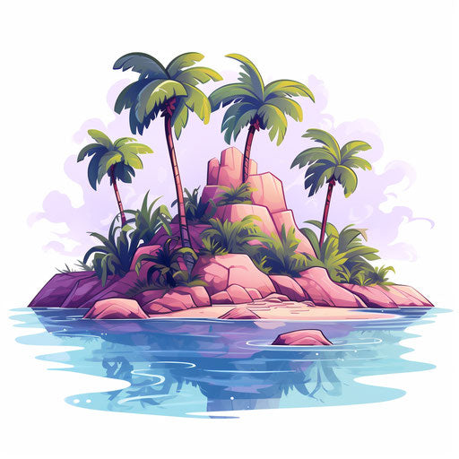 Island illustration in Pastel Colors Art style