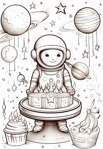 Happy birthday coloring pages for kids in multilayered texture