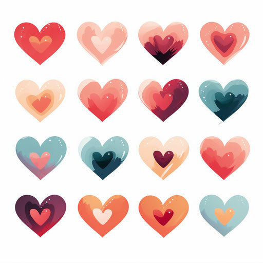 Minimalist style hearts on white background