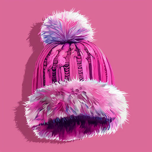 Winter hat on bright intense magenta background