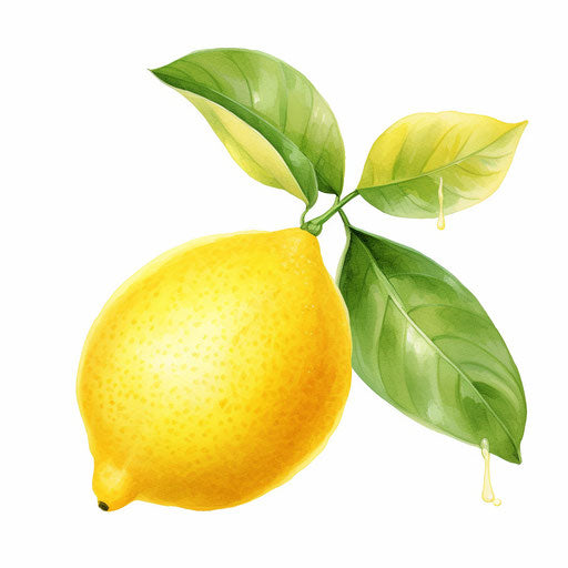 Lemon clipart in the style of oil painting, on white background