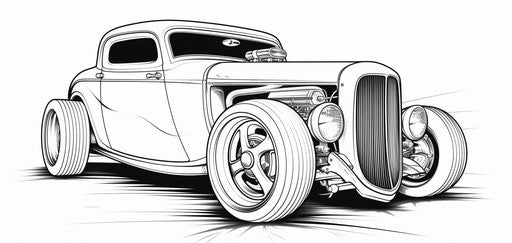 Classic hot rod car coloring, loose paint style 40:19