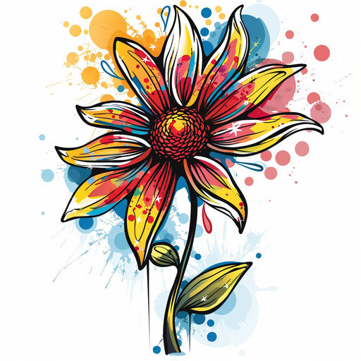 Colorful pop art tattoo of November birth flower