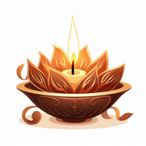 Diya clipart in the style of Chiaroscuro Art, on a white background
