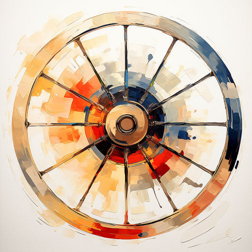 Wheel clipart in the style of Oil painting, on a white background