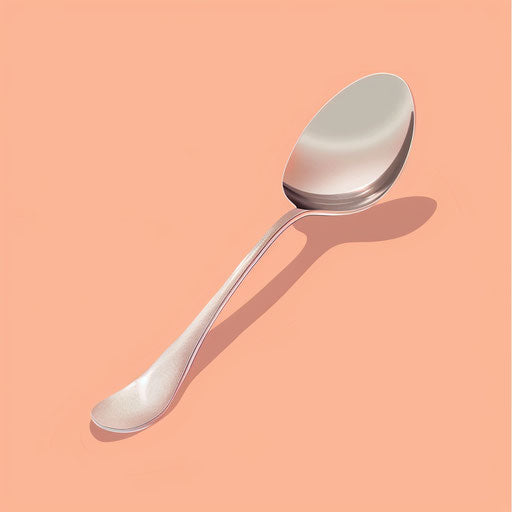 Realistic style spoon clipart on flat pastel peach background
