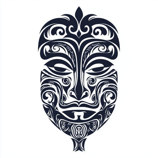 Beautiful flat tattoo sketch of Maori face tattoo