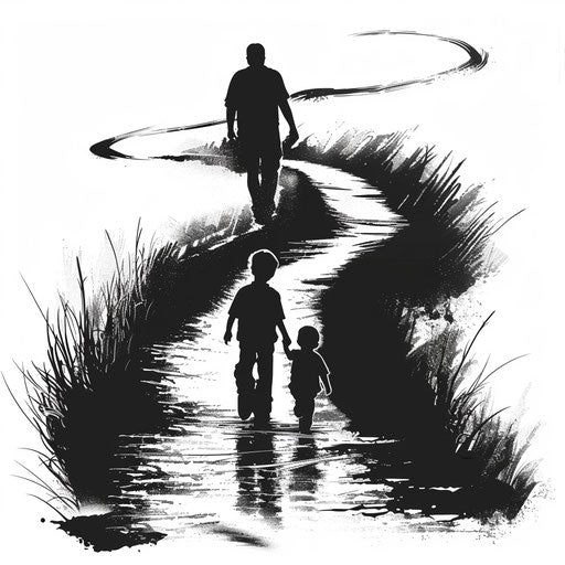 Father-son journey: dotted path tattoo design