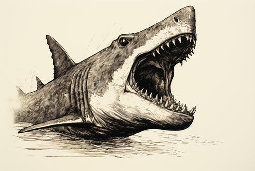 Shark in hand-drawn animation style with open mouth