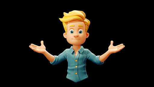 Person with yellow hair and blue shirt, explaining