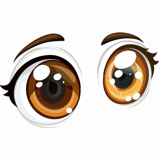 Cartoon eyes, one brown and the other white