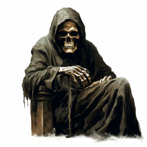 Death clipart in the style of Oil painting, on a white background