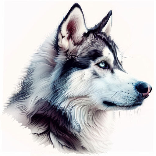 Realistic husky illustration on flat white background