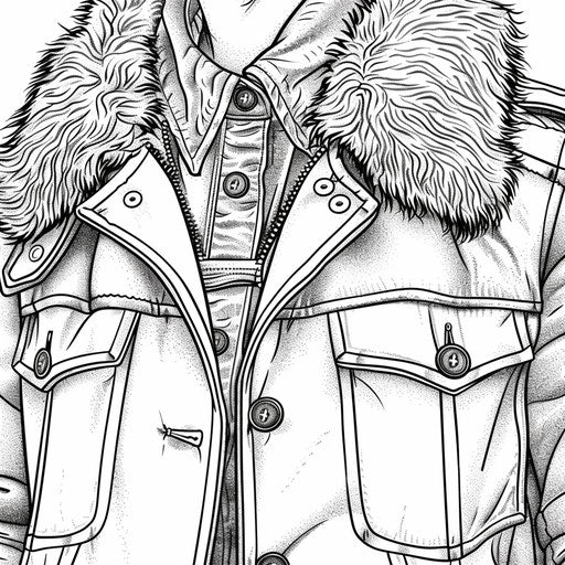 Winter coat with fur collar and buttons