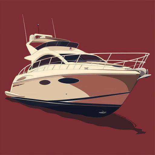 Realistic boat clipart on rich burgundy background