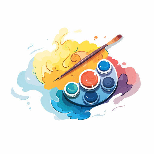 Art palette clipart in Minimalist style on white background