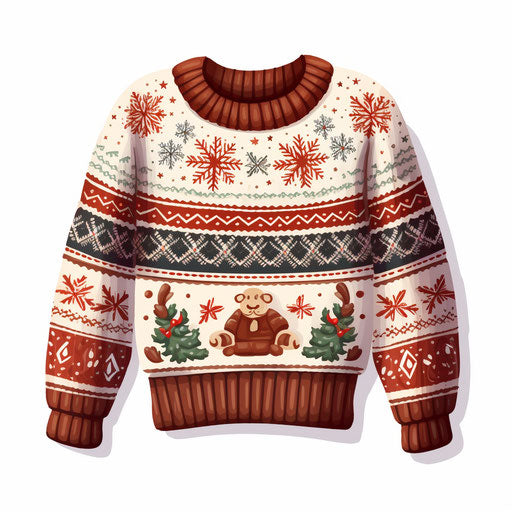 Ugly sweater clipart in the style of Chiaroscuro Art, on a white background