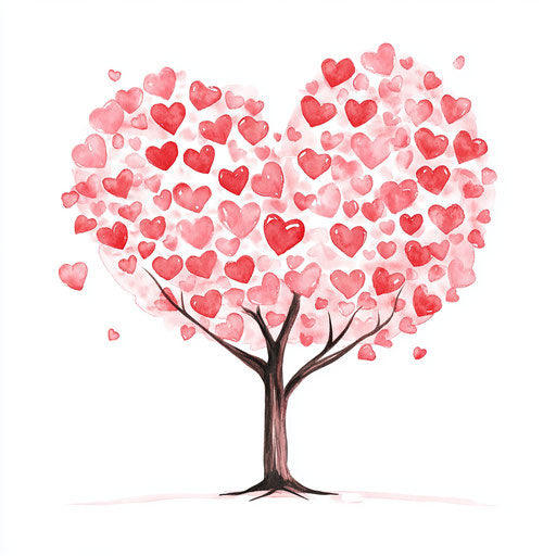 Pink heart-shaped tree with heart-shaped leaves