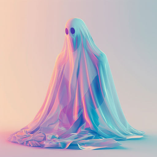 Ghost clipart with random flat background, high contrast