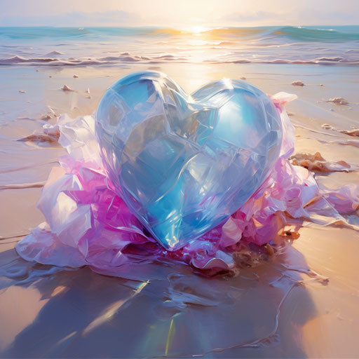 Heart on the beach in a cute and colorful style