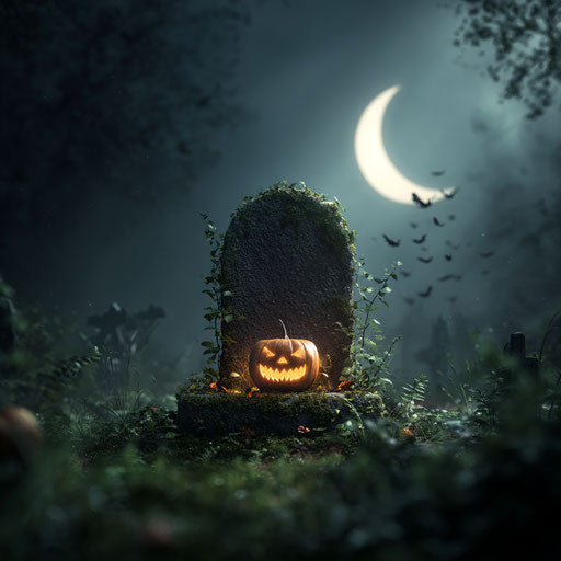 Eerie Halloween Scene with a Glowing Jack-o'-Lantern